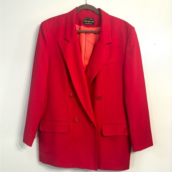 Collectible Gold Jackets & Blazers - Collectible Gold by Giorgio Sant Angelo Wool Blazer Coat Red 14 Vintage